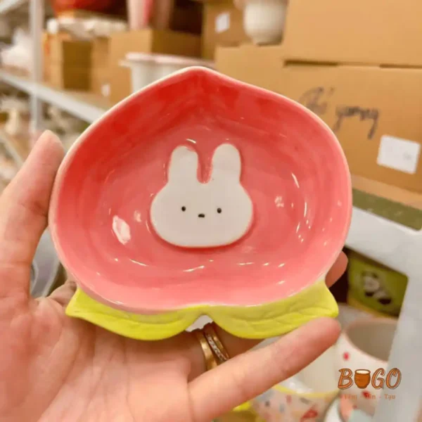 Mẫu bát đựng đồ chấm gia vị BUGO decor trang trí cực kỳ đáng yêu hoạ tiết cà rốt và đào hồng cute
