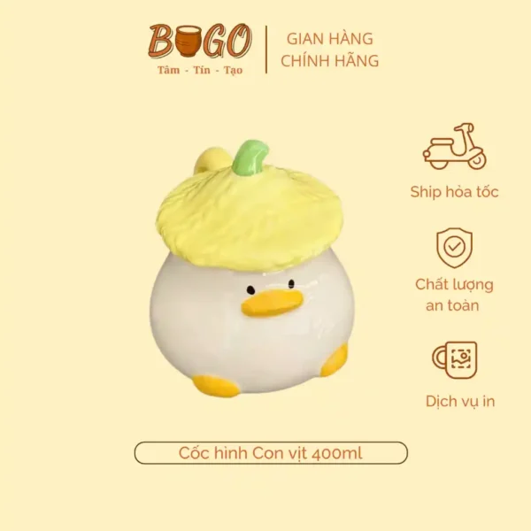 Cốc gốm vịt đội nón