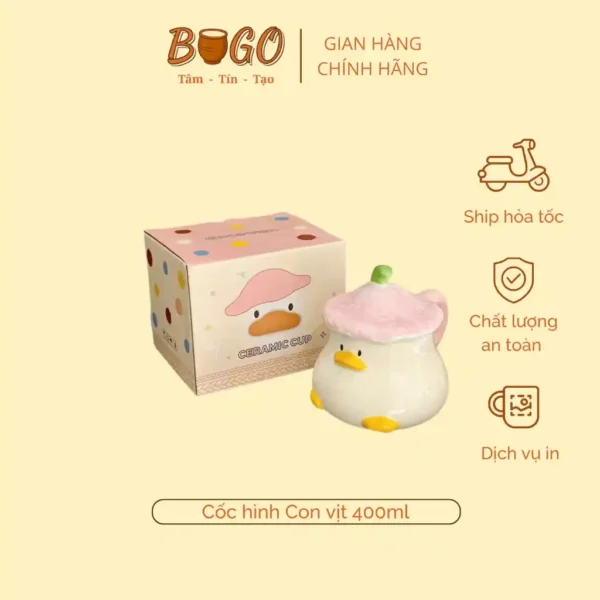 Cốc gốm vịt đội nón