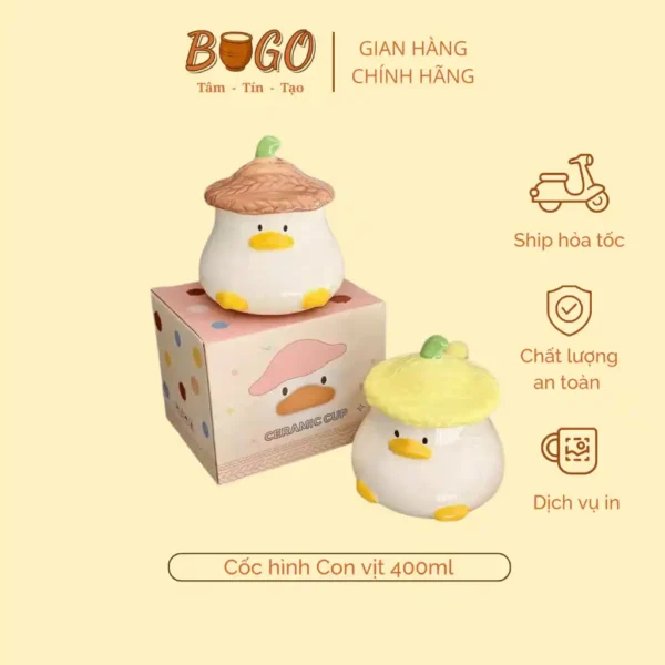 Cốc gốm vịt đội nón