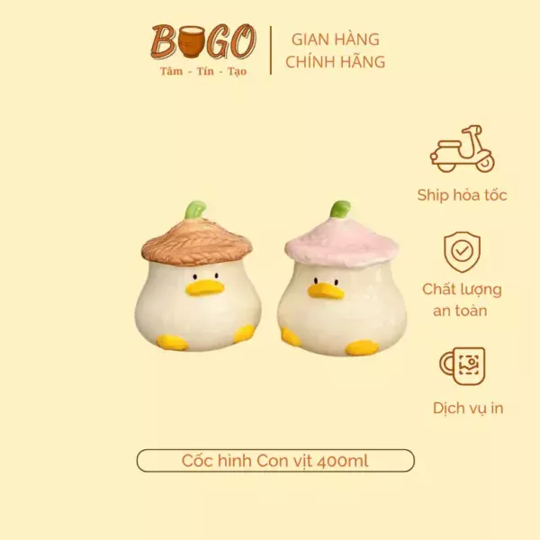 Cốc gốm vịt đội nón