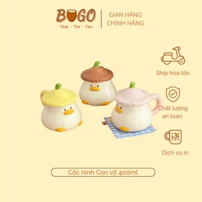 Cốc gốm vịt đội nón