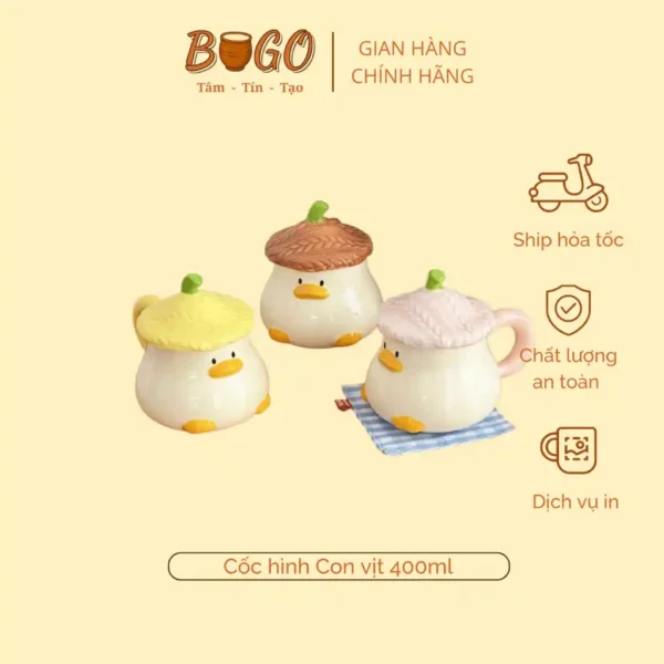 Cốc gốm vịt đội nón