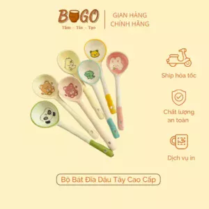 Muỗng sứ dễ thương, thìa bằng sứ, thìa ăn cơm, muỗng ăn cơm bằng sứ, muỗng sứ hoạ tiết BUGO