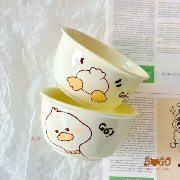 Set 2 Bát Kèm 2 Thìa Vịt Vàng Dễ Thương BUGO