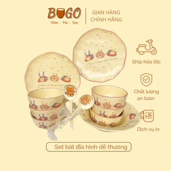 set bát đĩa hoạt hình