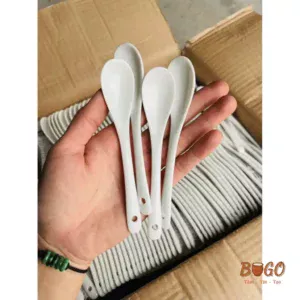 Thìa sứ trắng nhỏ gốm sứ BUGO thìa cà phê, thìa gia vị