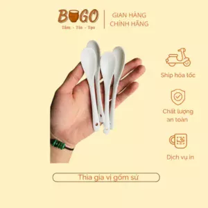 Thìa sứ trắng nhỏ gốm sứ BUGO thìa cà phê, thìa gia vị