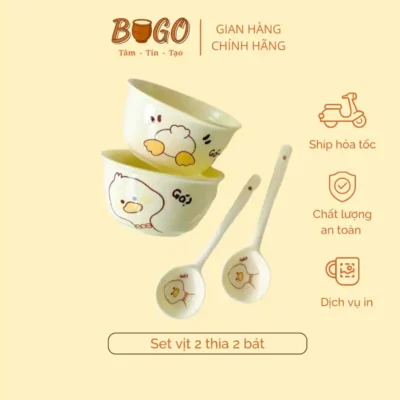Set bát thìa vịt vàng Bugo