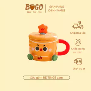 cốc sứ cam nắp sao