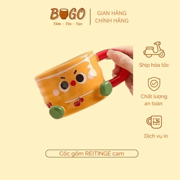 cốc sứ cam nắp sao