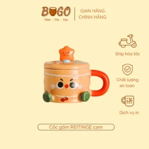 cốc sứ cam nắp sao
