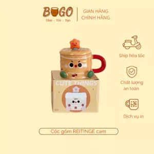 cốc sứ cam nắp sao