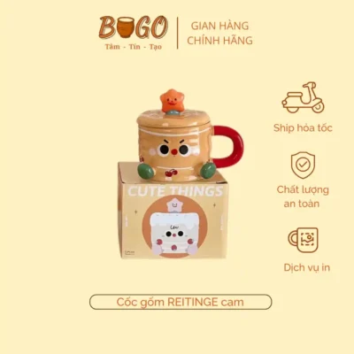 cốc sứ cam nắp sao