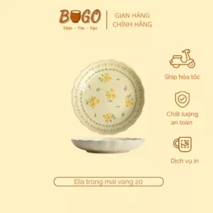 đĩa gốm sứ hoa vàng
