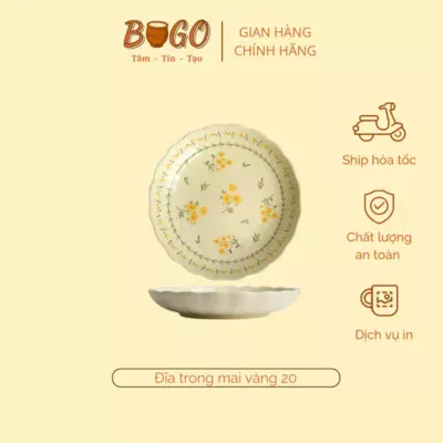 đĩa gốm sứ hoa vàng