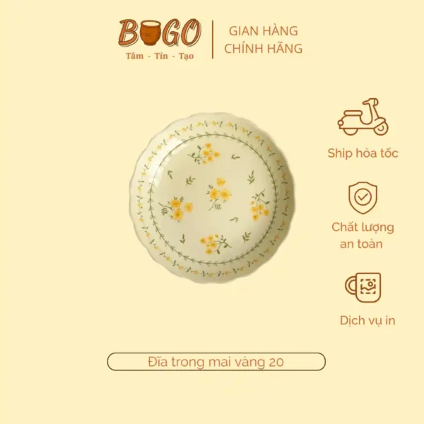 đĩa gốm sứ hoa vàng