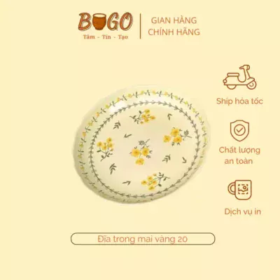 đĩa gốm sứ hoa vàng