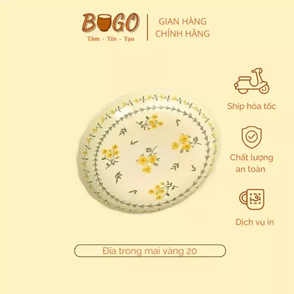 đĩa gốm sứ hoa vàng